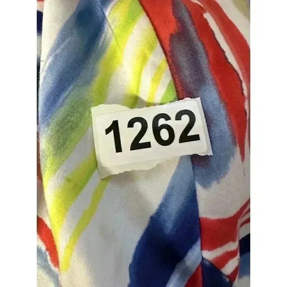 Vintage ERIN LONDON Women's Sz XL Rainbow Water Color Open Front Cardigan Jacket